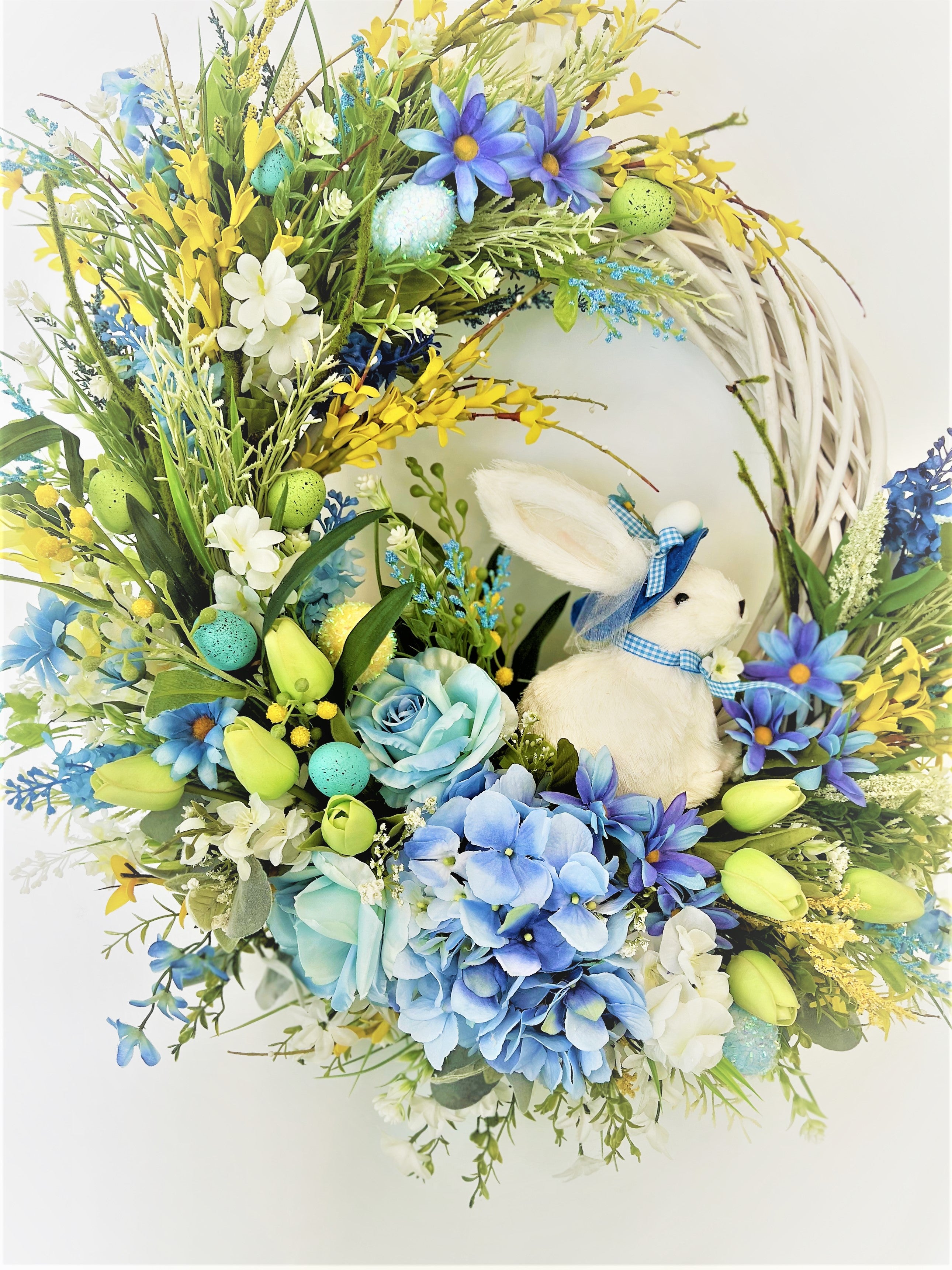 Mr. Bunny & Floral Wreath, Springtime/Summer Wreath 27"