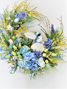 Mr. Bunny & Floral Wreath, Springtime/Summer Wreath 27"