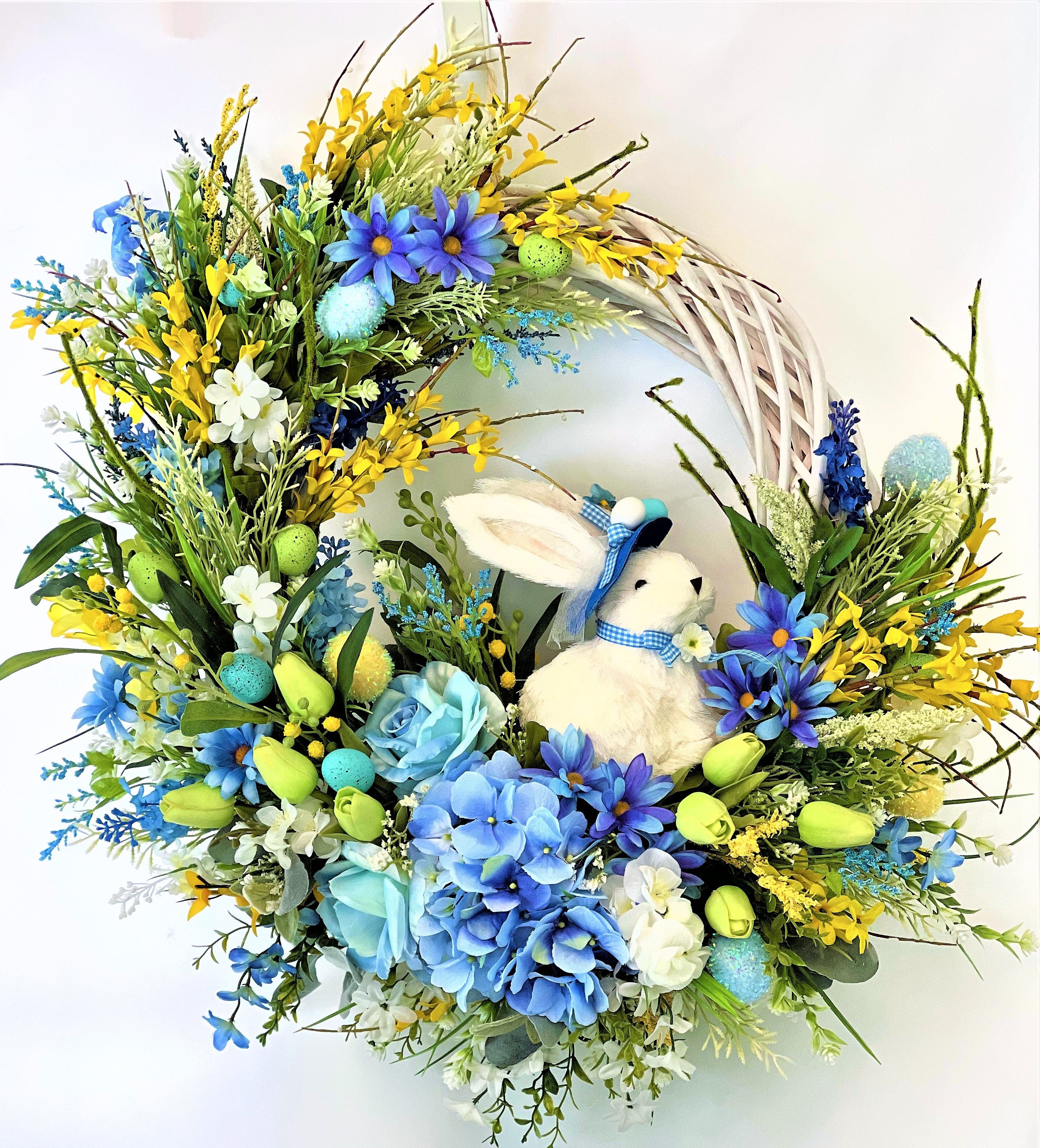Mr. Bunny & Floral Wreath, Springtime/Summer Wreath 27"