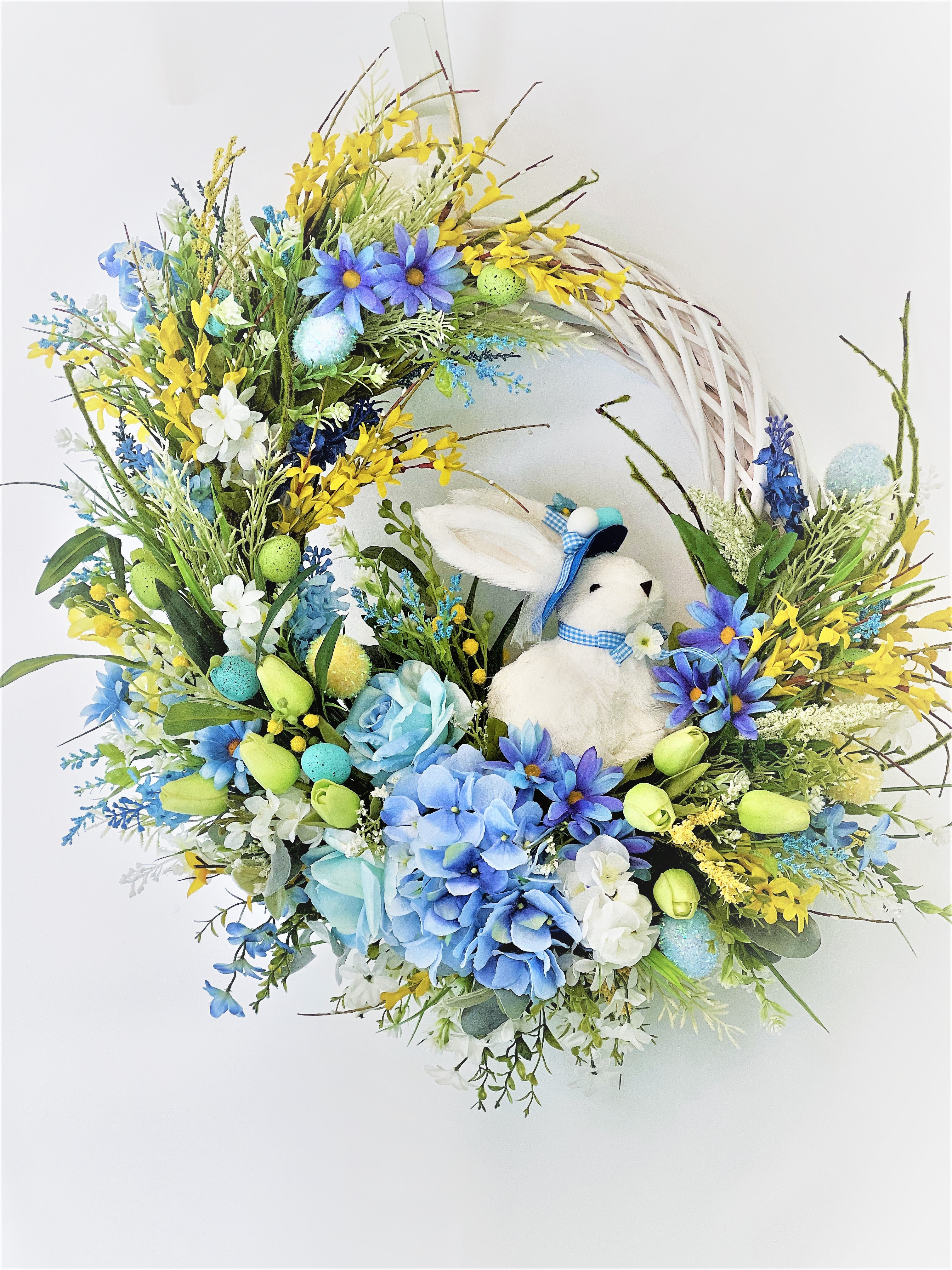 Mr. Bunny & Floral Wreath, Springtime/Summer Wreath 27"