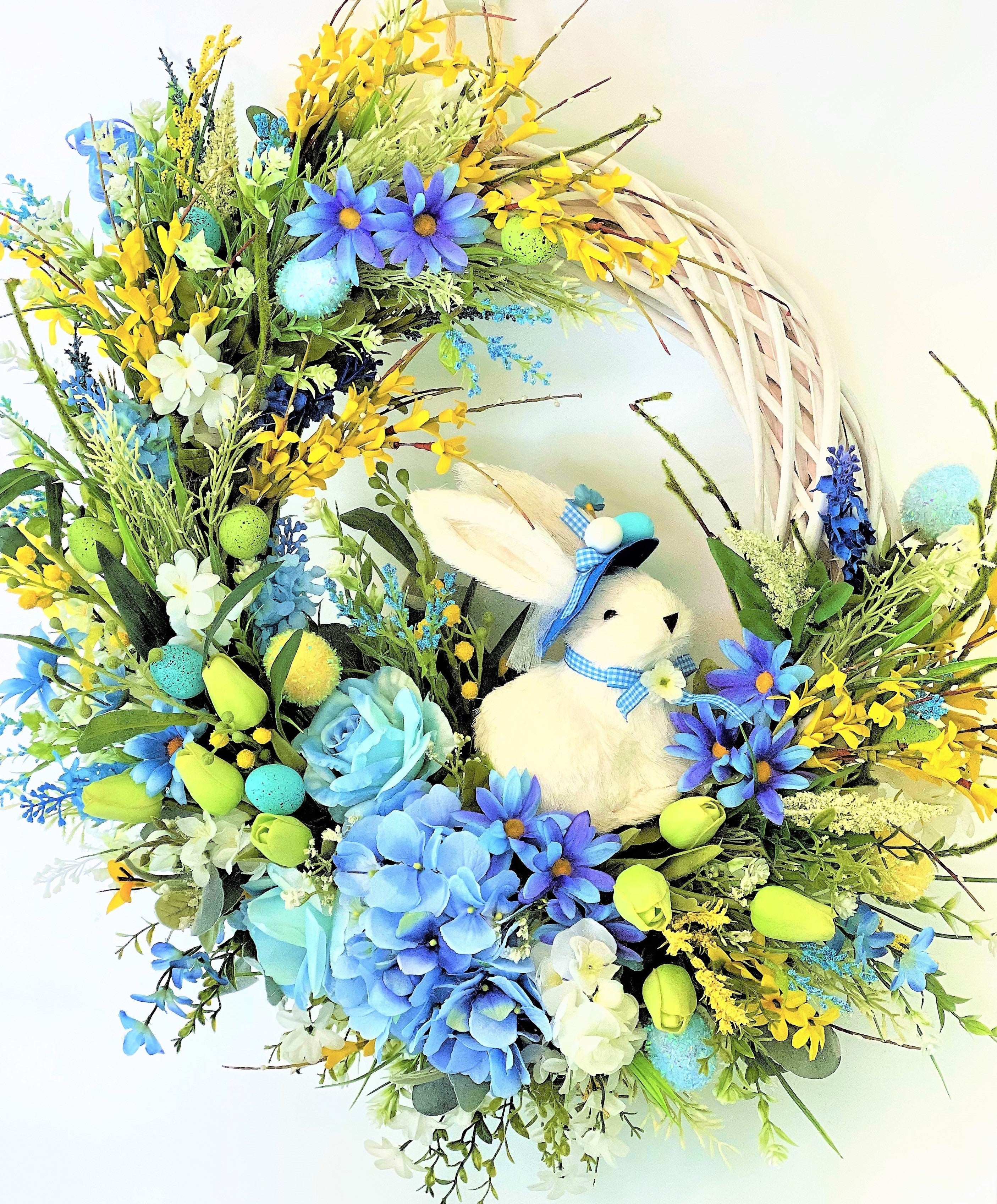 Mr. Bunny & Floral Wreath, Springtime/Summer Wreath 27"