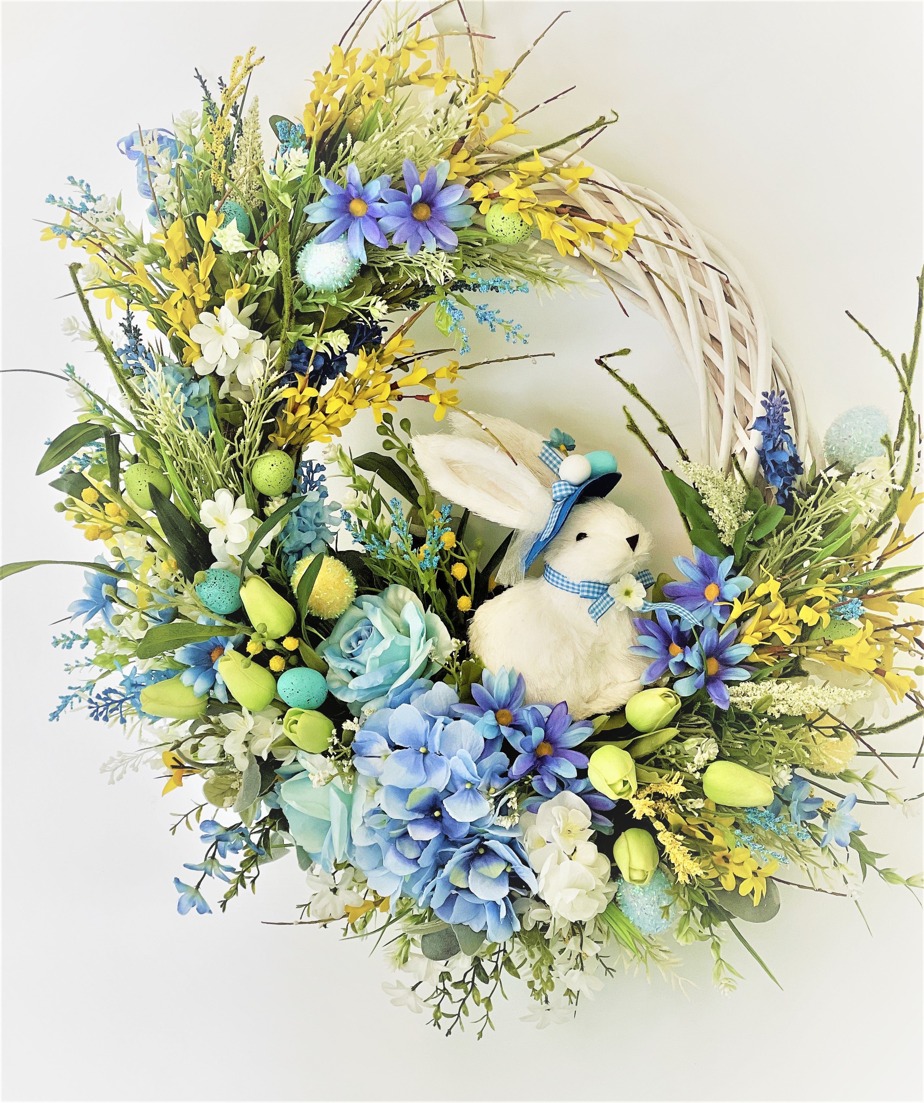 Mr. Bunny & Floral Wreath, Springtime/Summer Wreath 27"