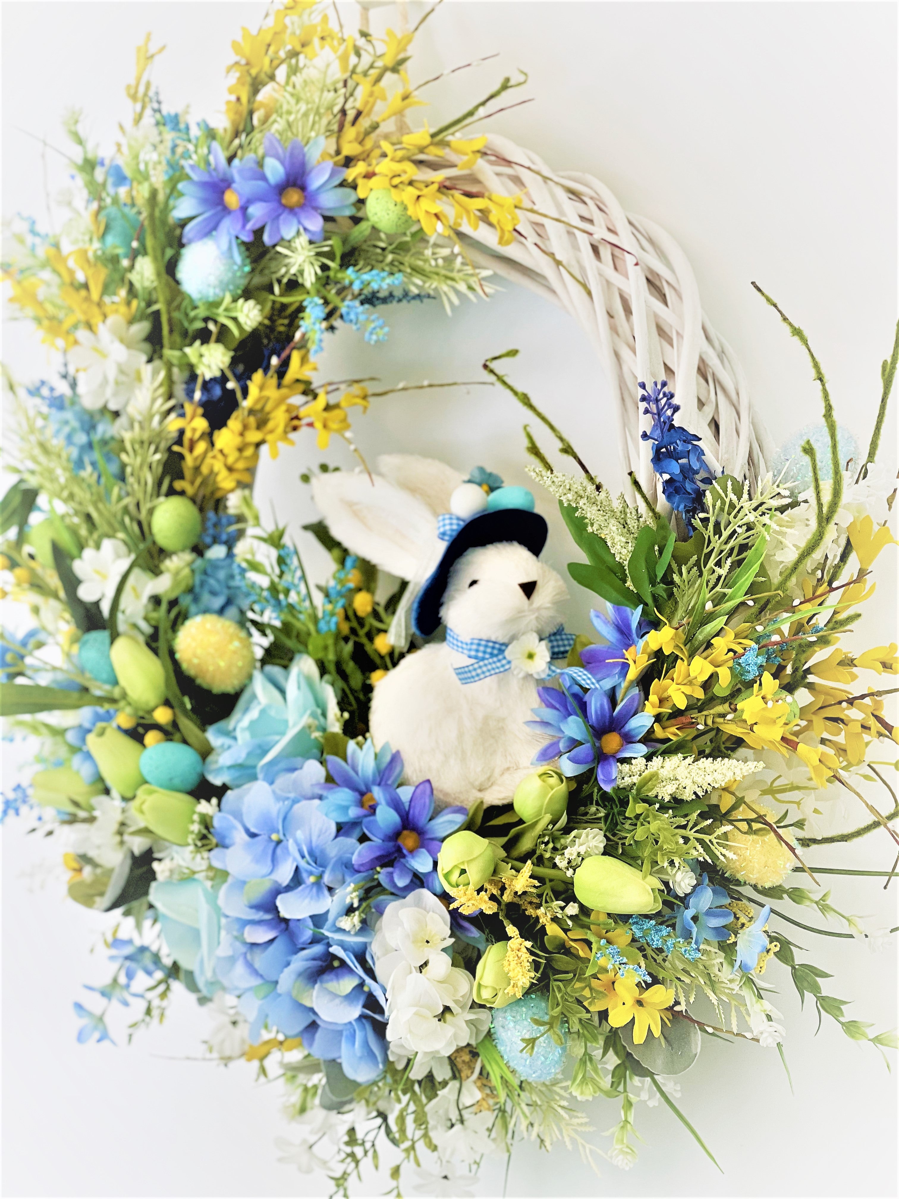 Mr. Bunny & Floral Wreath, Springtime/Summer Wreath 27"