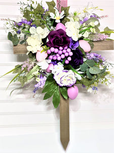 Eeaster-Joy To The World Easter Cross 24" L X 15" W