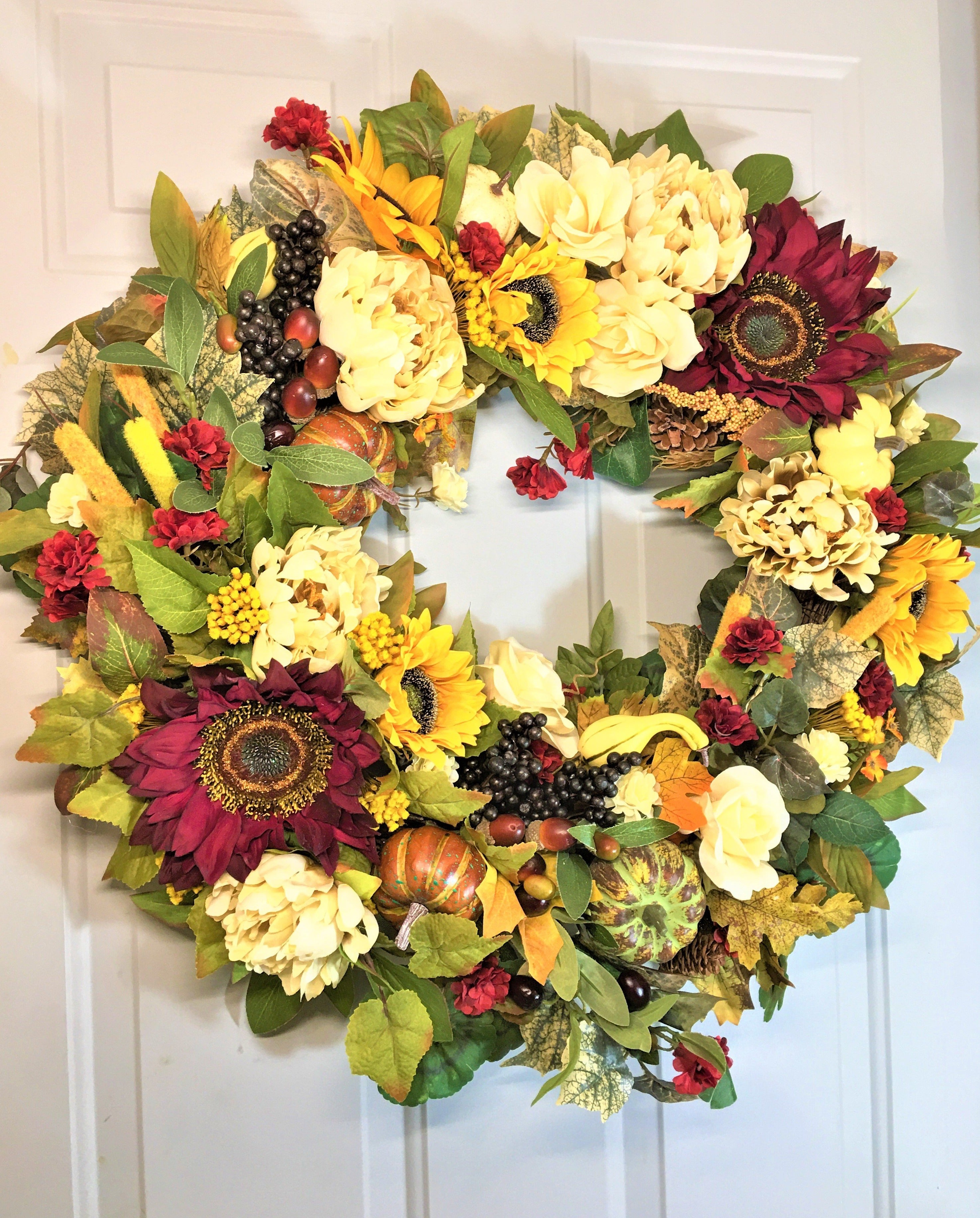 Autumn Sunflower Floral Wreath 27"