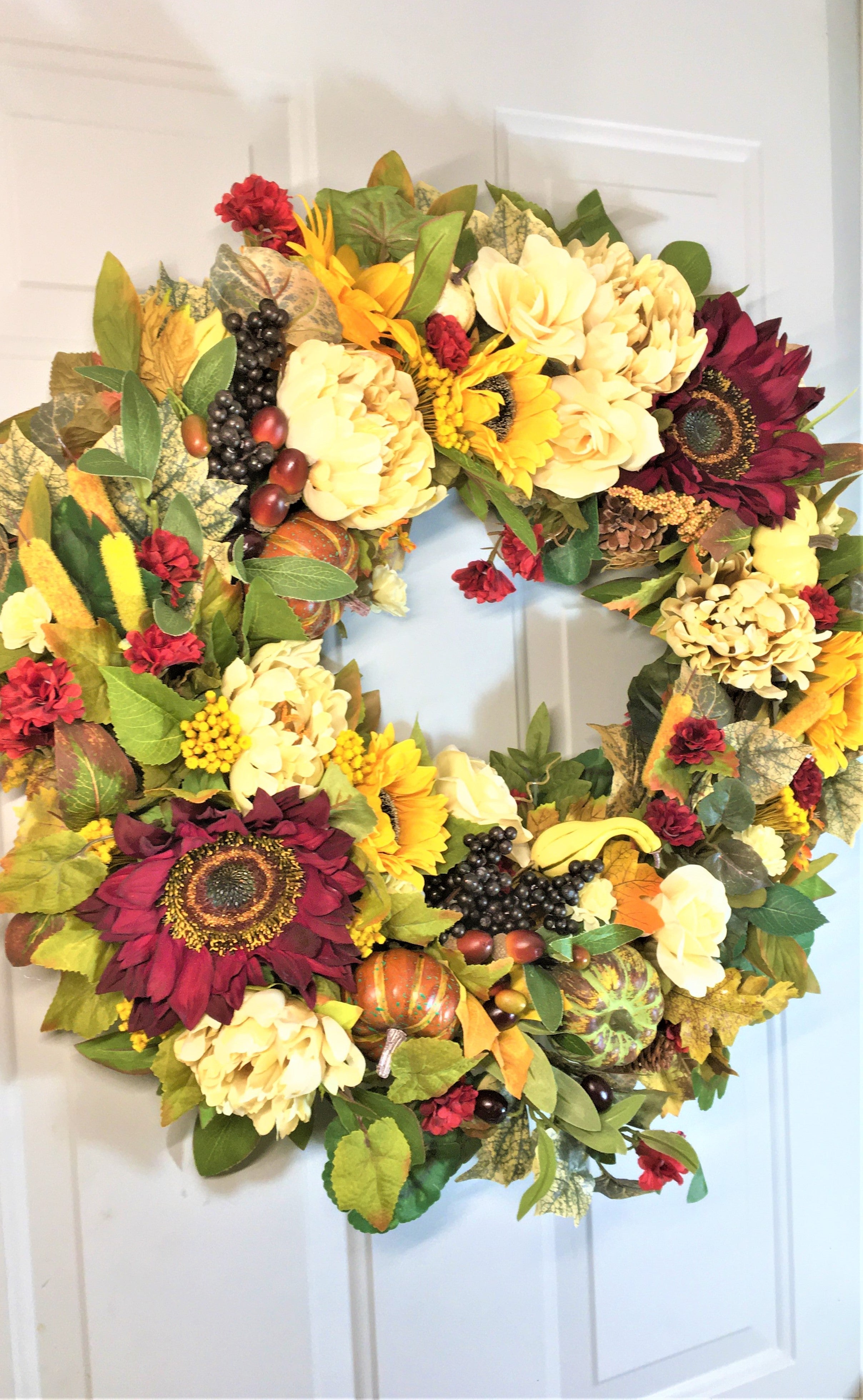Autumn Sunflower Floral Wreath 27"