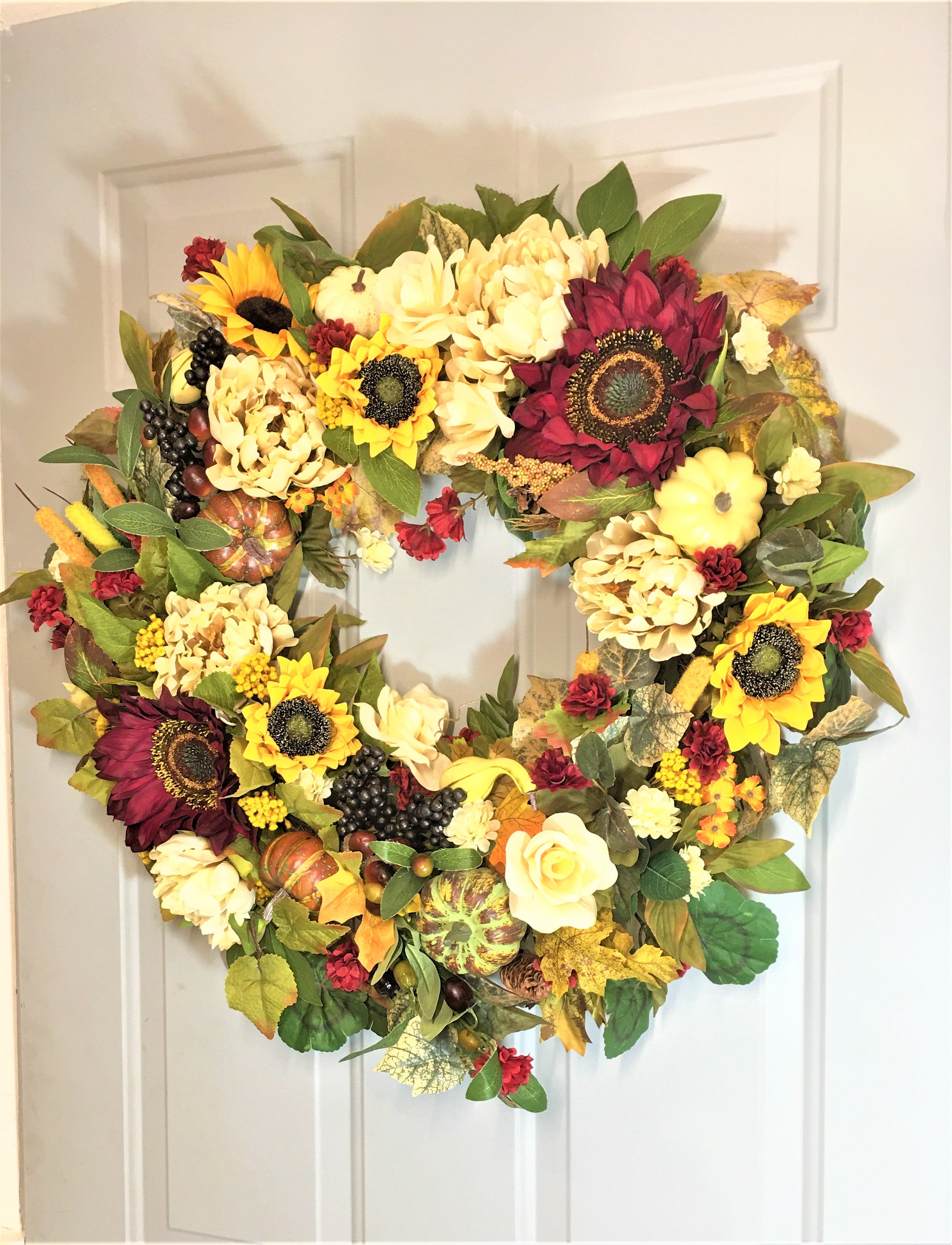 Autumn Sunflower Floral Wreath 27"