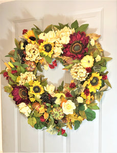Autumn Sunflower Floral Wreath 27"