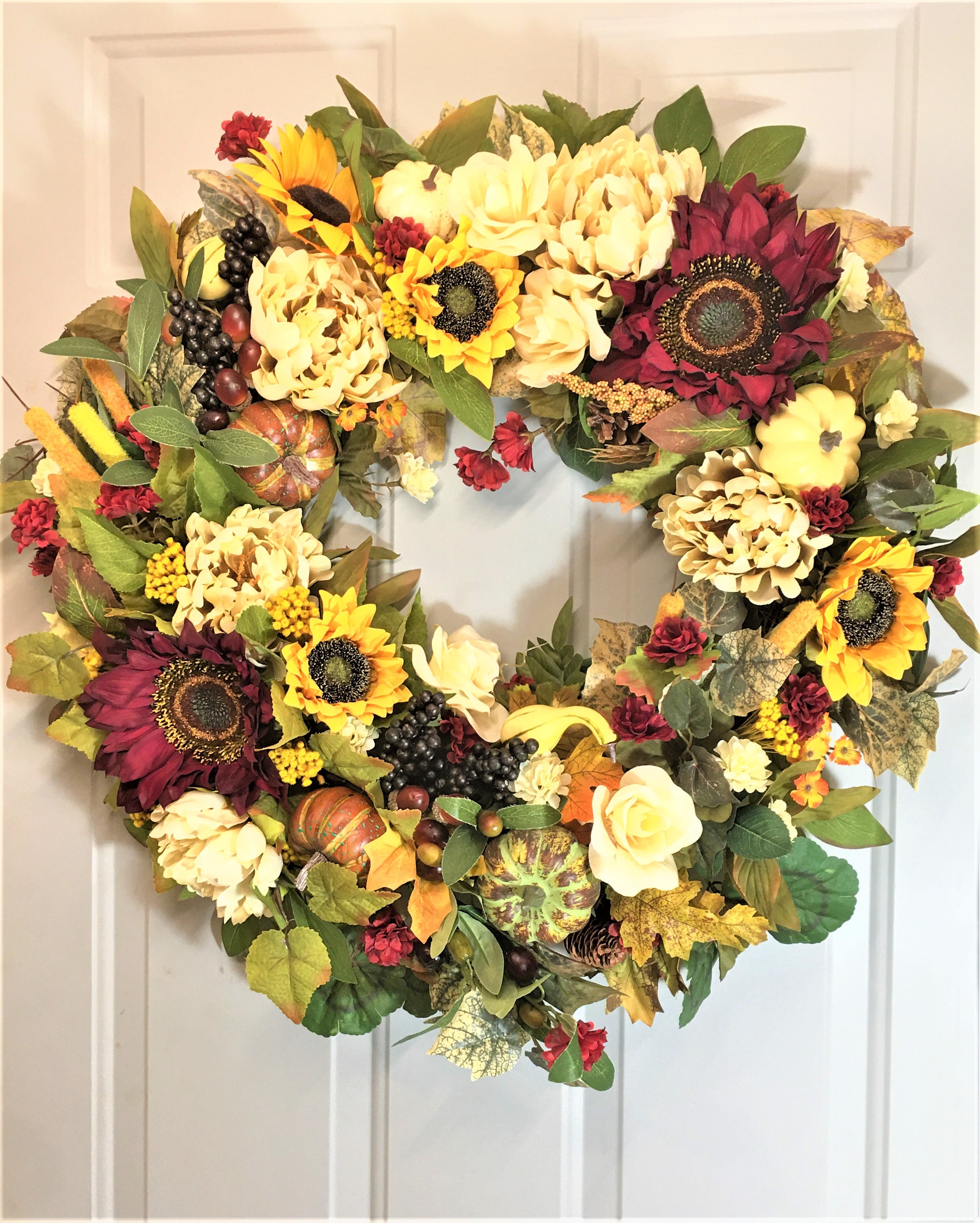 Autumn Sunflower Floral Wreath 27"