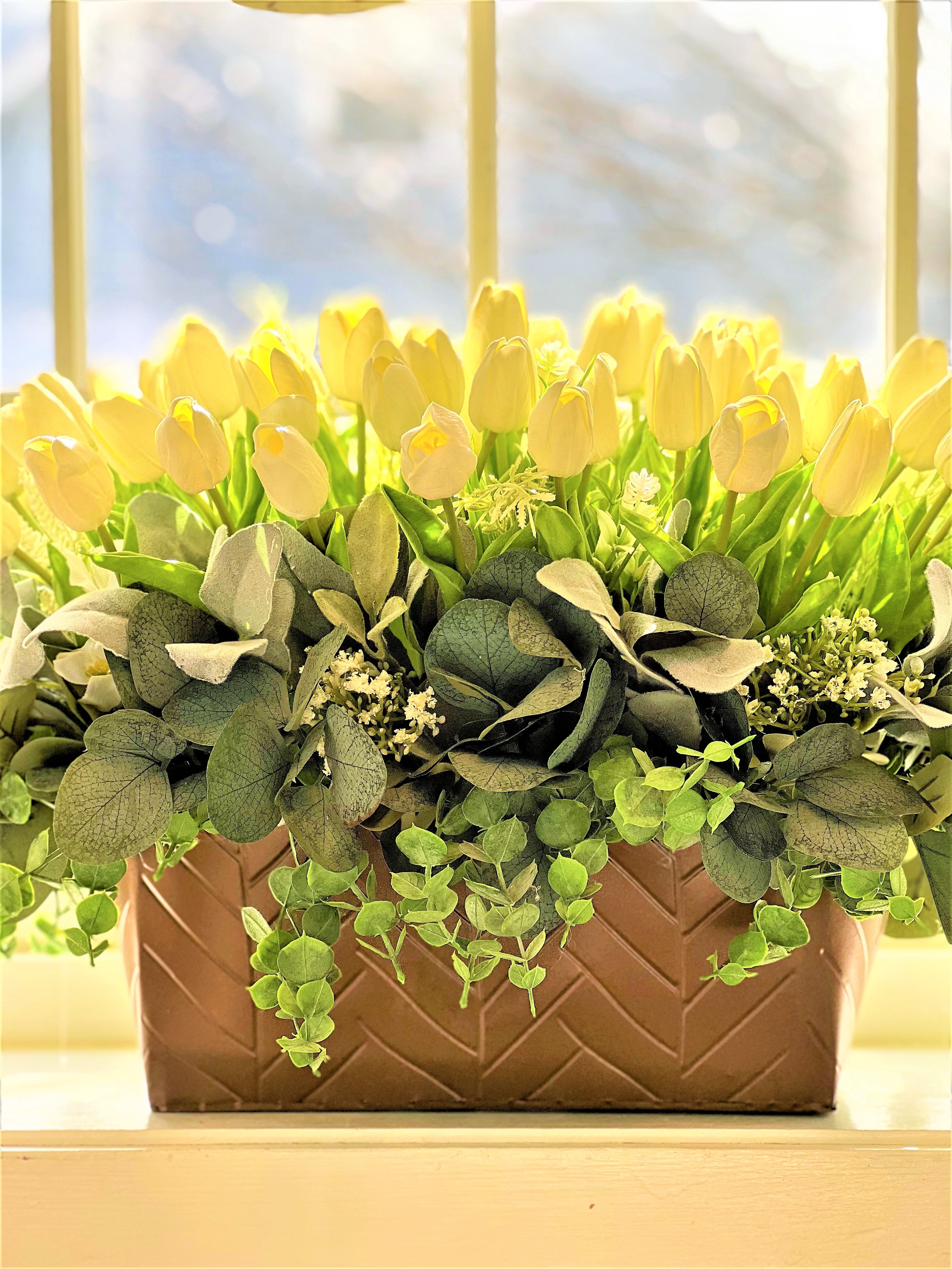 White Tulip Centerpiece 24" L X 18" W X 14" H