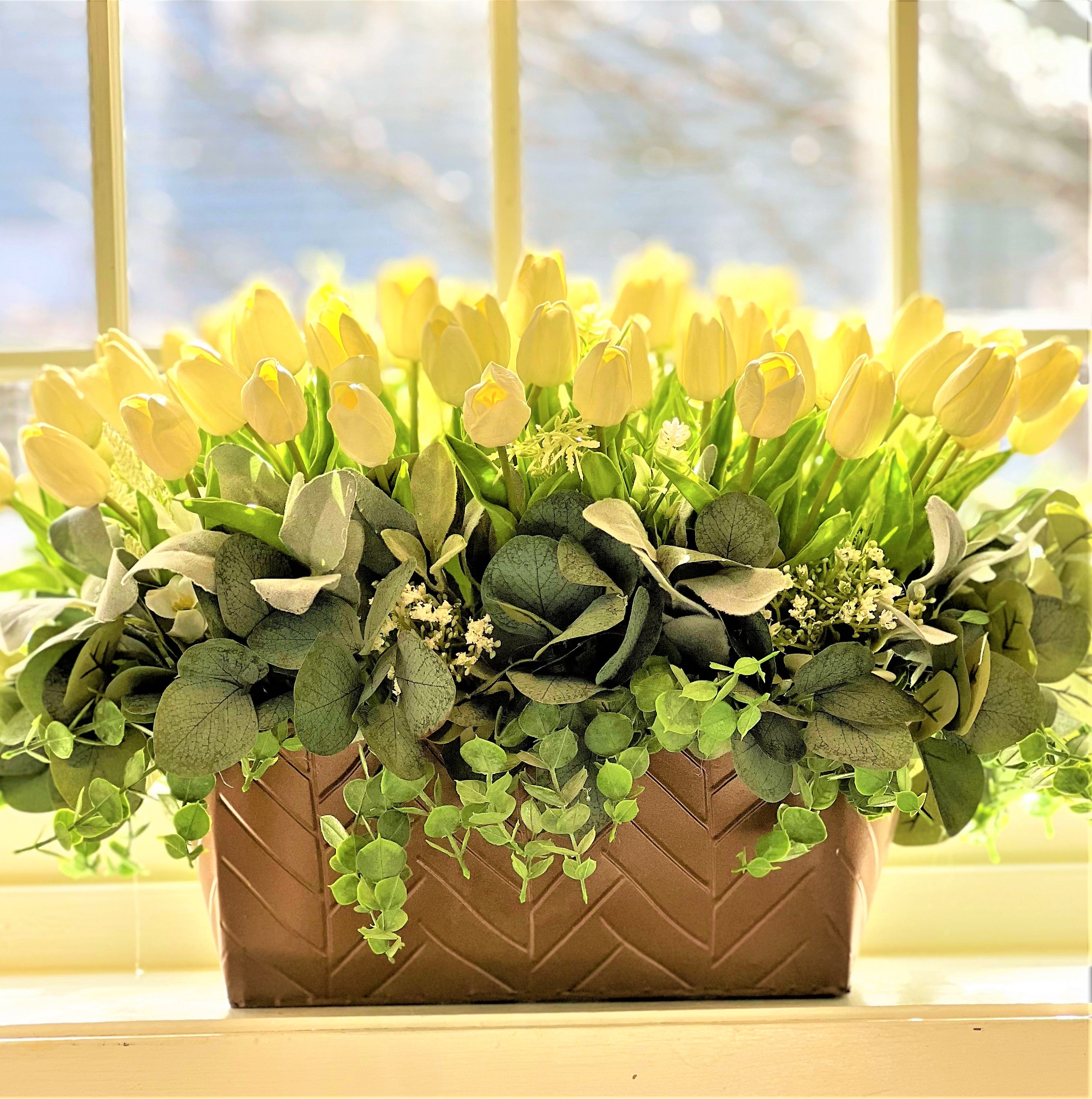 White Tulip Centerpiece 24" L X 18" W X 14" H
