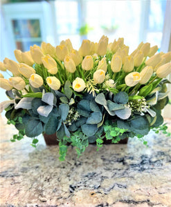 White Tulip Centerpiece 24" L X 18" W X 14" H