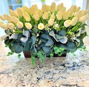 White Tulip Centerpiece 24" L X 18" W X 14" H