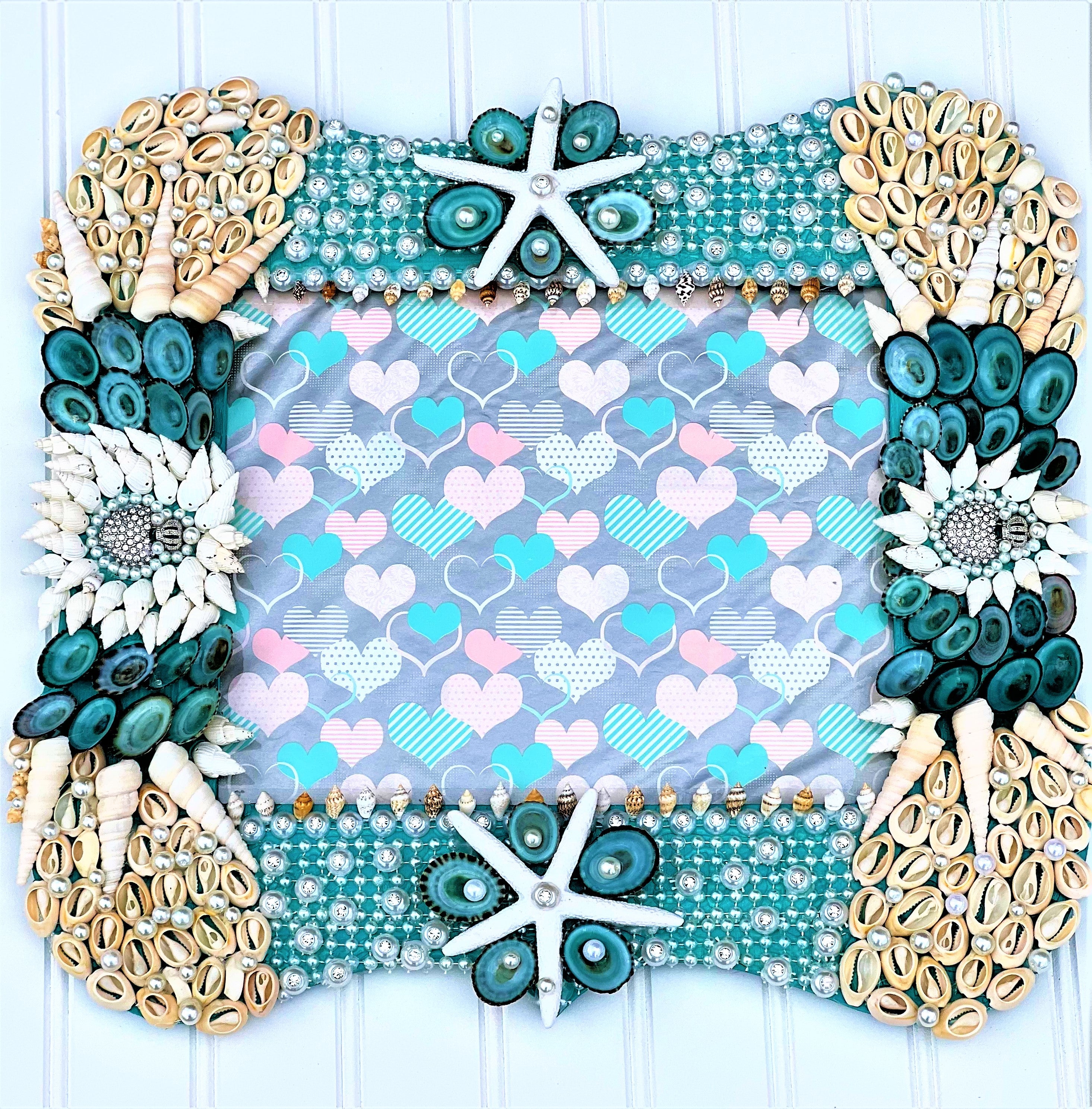 Sea Shell Picture Frame/Art, Wall Art, 15"L x 14"W  8x10 Photo