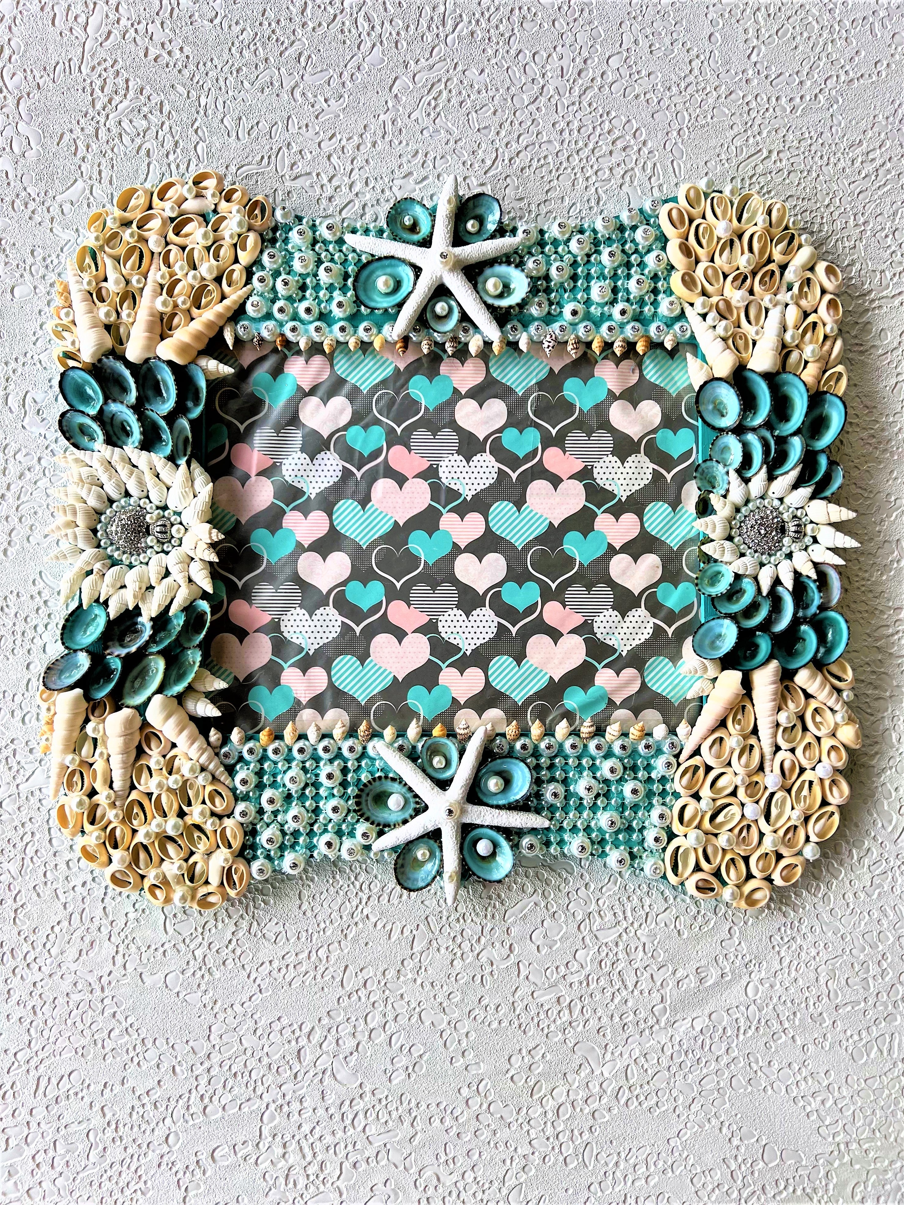 Sea Shell Picture Frame/Art, Wall Art, 15"L x 14"W  8x10 Photo