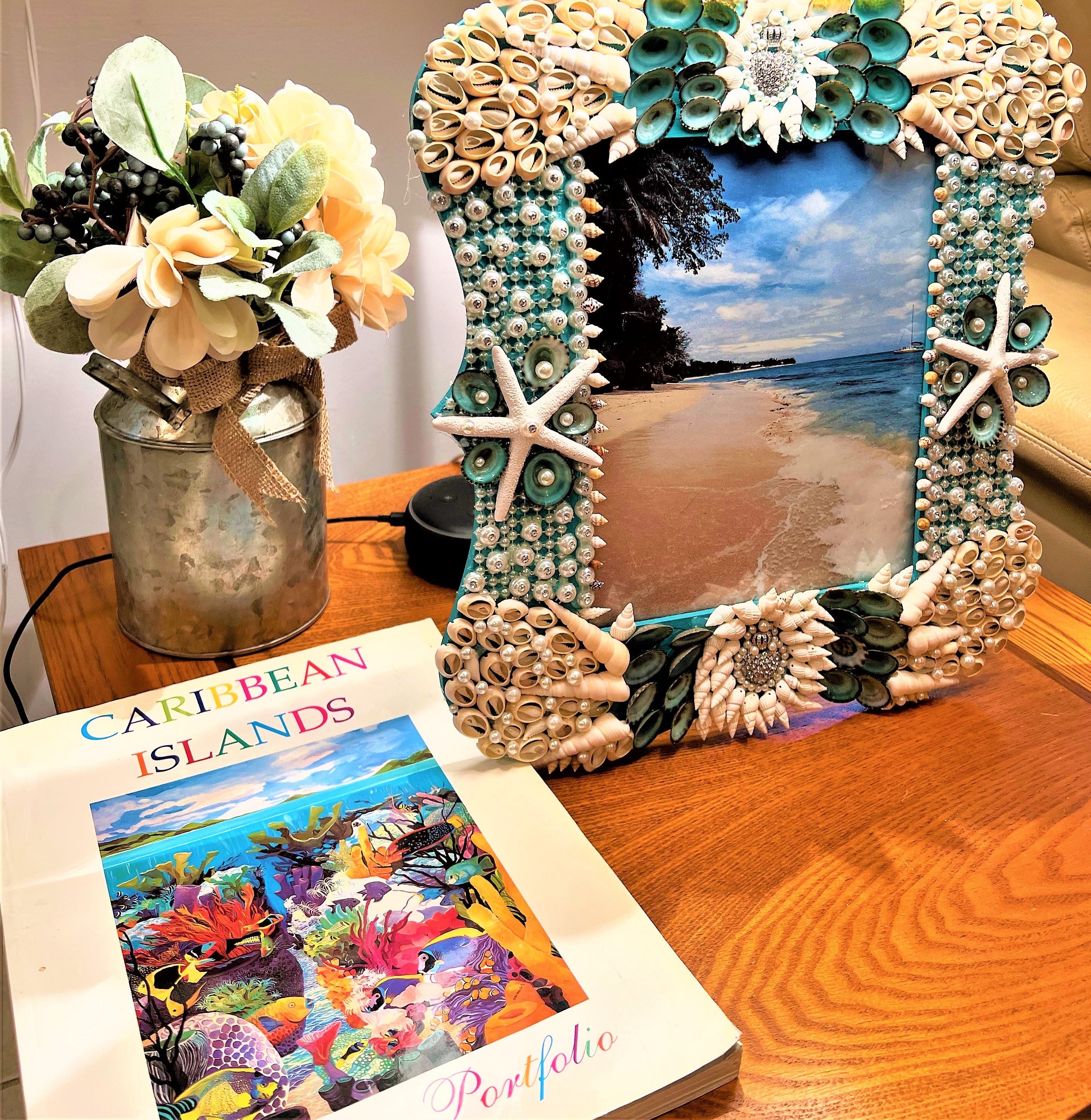 Sea Shell Picture Frame/Art, Wall Art, 15"L x 14"W  8x10 Photo