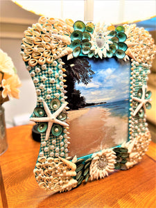 Sea Shell Picture Frame/Art, Wall Art, 15"L x 14"W  8x10 Photo