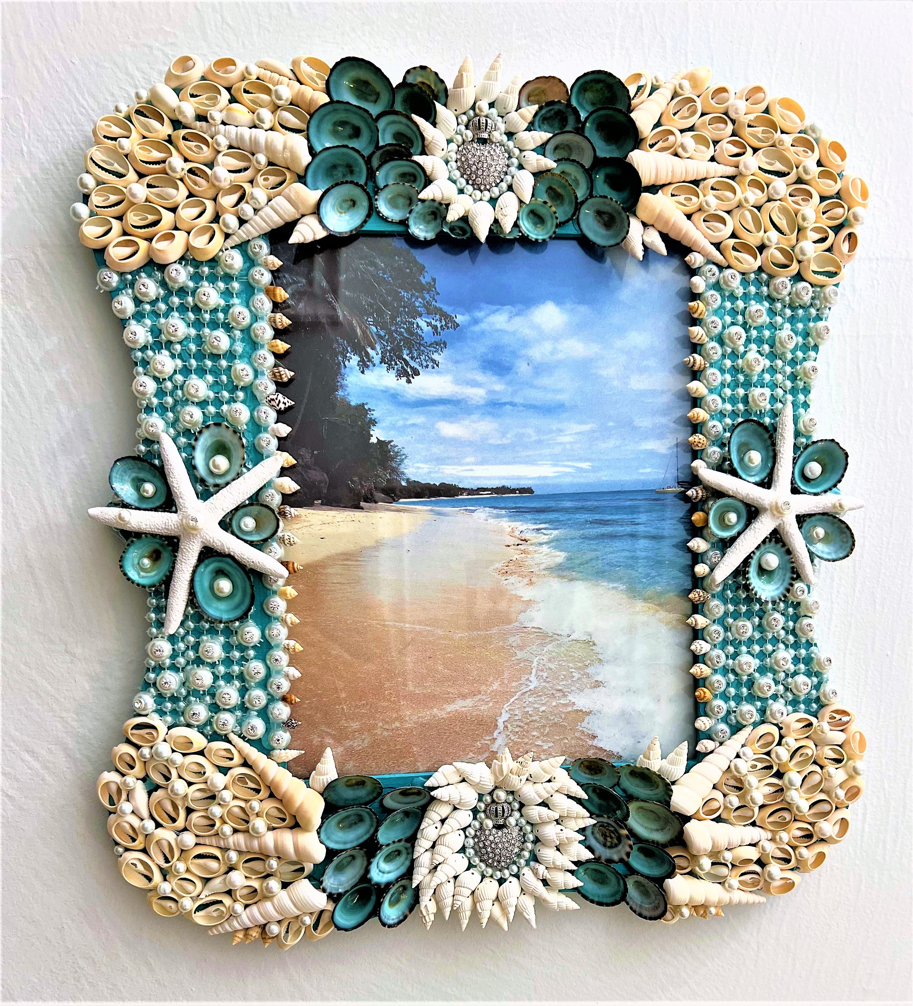 Sea Shell Picture Frame/Art, Wall Art, 15"L x 14"W  8x10 Photo