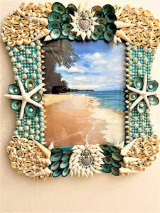 Sea Shell Picture Frame/Art, Wall Art, 15"L x 14"W  8x10 Photo