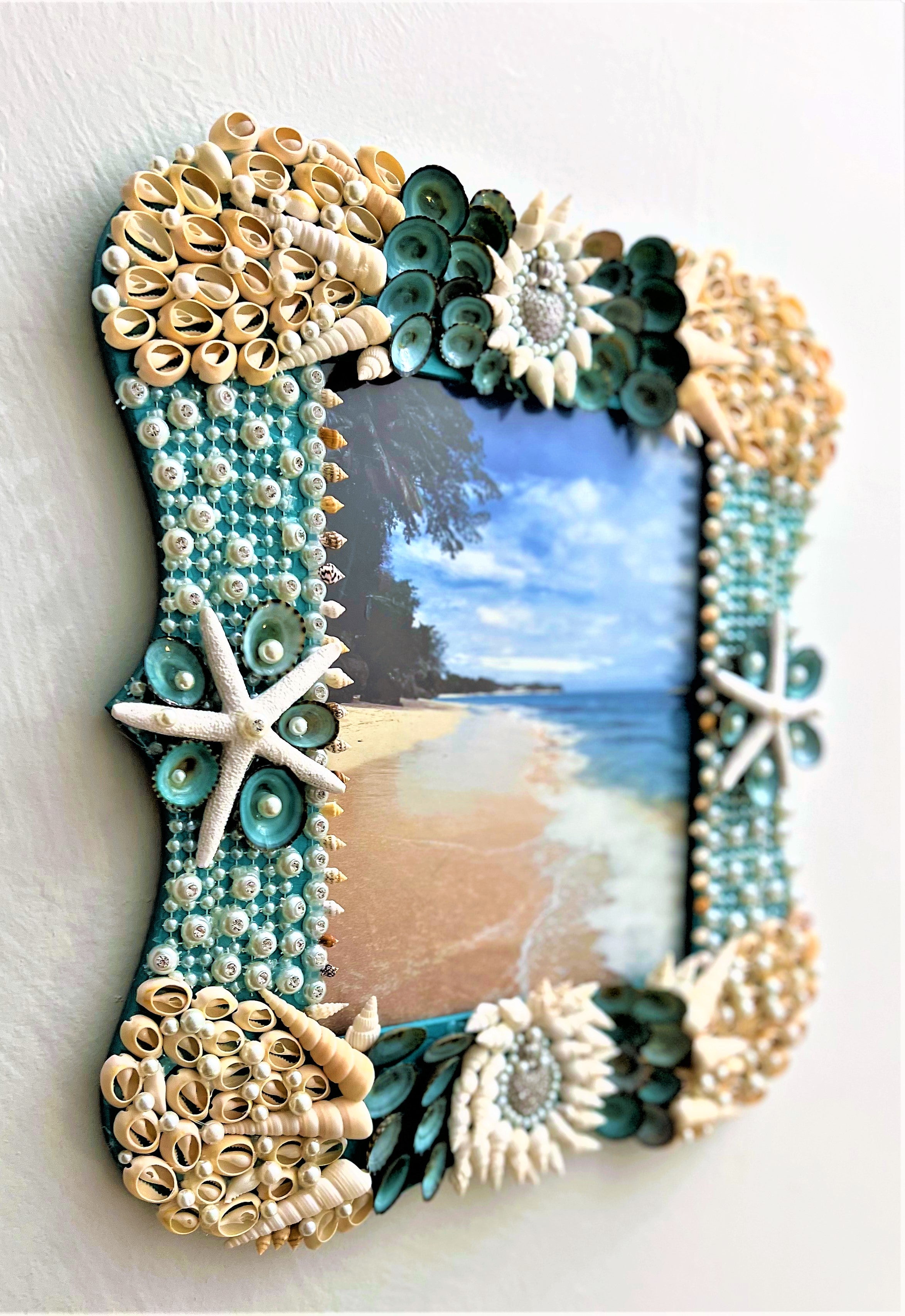 Sea Shell Picture Frame/Art, Wall Art, 15"L x 14"W  8x10 Photo