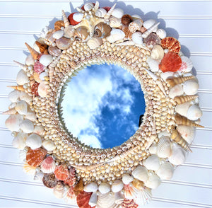 SeaShell Mirror, Round Wall Mirror, 24 " Diameter
