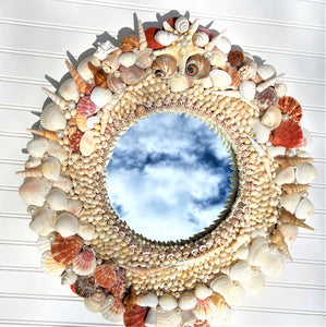 SeaShell Mirror, Round Wall Mirror, 24 " Diameter
