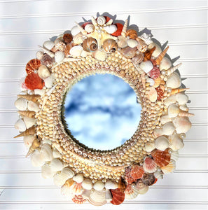 SeaShell Mirror, Round Wall Mirror, 24 " Diameter