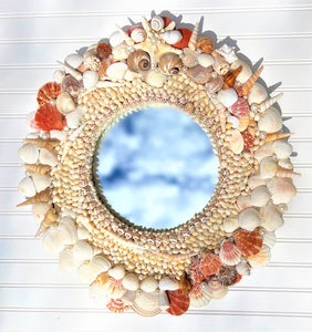 SeaShell Mirror, Round Wall Mirror, 24 " Diameter