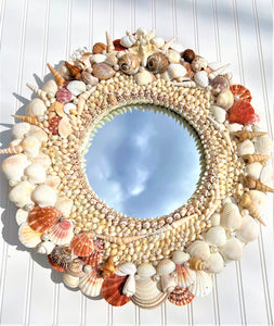 SeaShell Mirror, Round Wall Mirror, 24 " Diameter