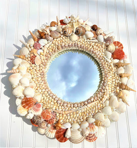 SeaShell Mirror, Round Wall Mirror, 24 " Diameter