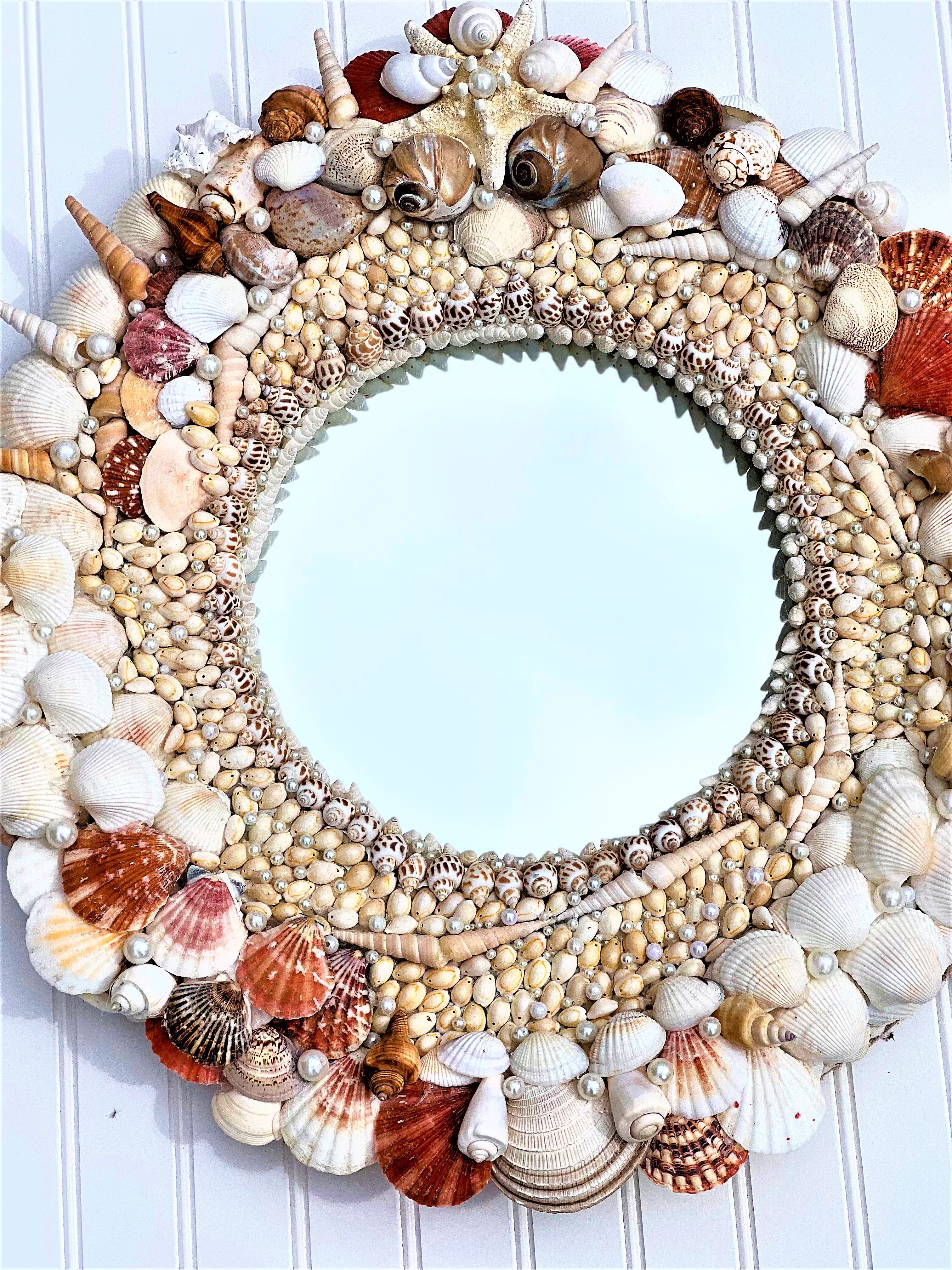 SeaShell Mirror, Round Wall Mirror, 24 " Diameter