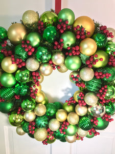 Christmas Holiday- Berry Lighted Wreath -25" Diameter X 10 "Deep