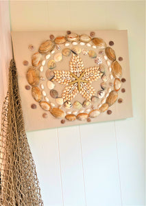 Coastal Wall Art Décor/ Sea Shell Art 16X20 Linen Canvas