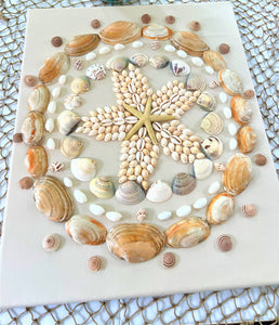Coastal Wall Art Décor/ Sea Shell Art 16X20 Linen Canvas