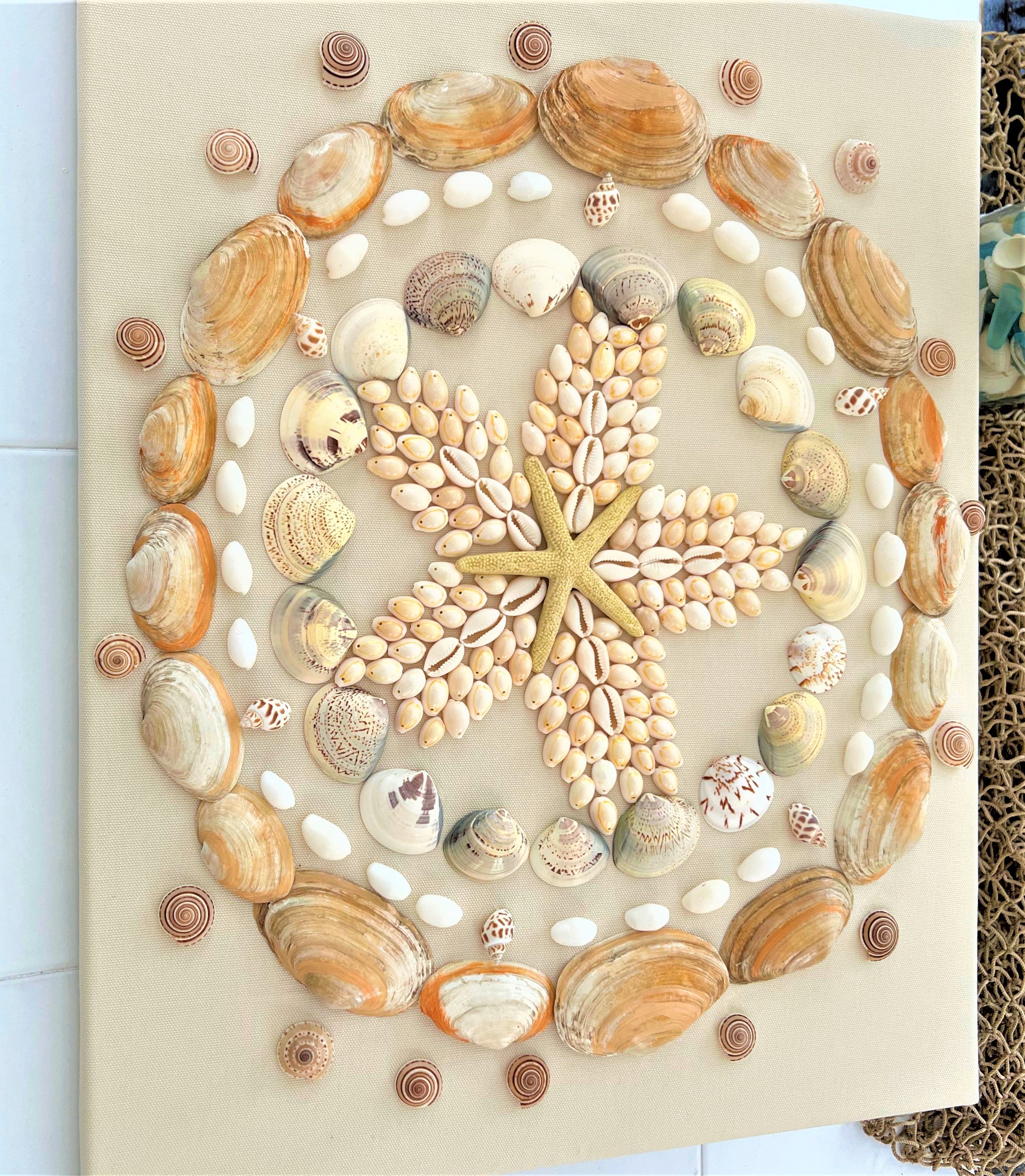 Coastal Wall Art Décor/ Sea Shell Art 16X20 Linen Canvas – 4