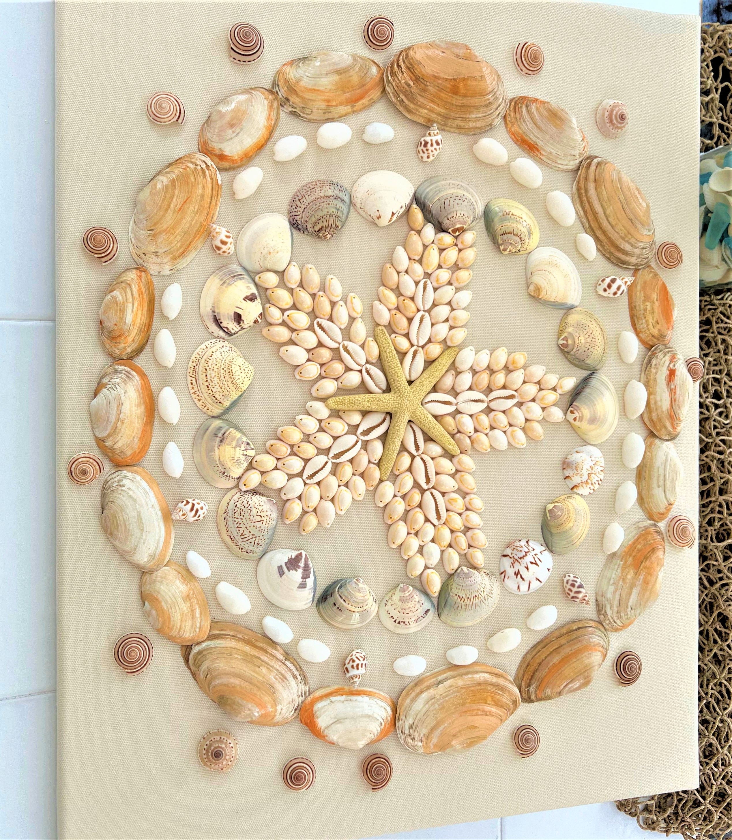 Coastal Wall Art Décor/ Sea Shell Art 16X20 Linen Canvas