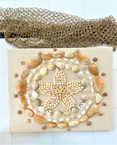 Coastal Wall Art Décor/ Sea Shell Art 16X20 Linen Canvas