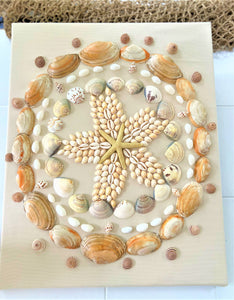 Coastal Wall Art Décor/ Sea Shell Art 16X20 Linen Canvas
