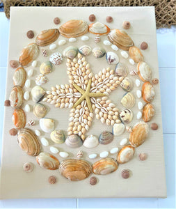 Coastal Wall Art Décor/ Sea Shell Art 16X20 Linen Canvas