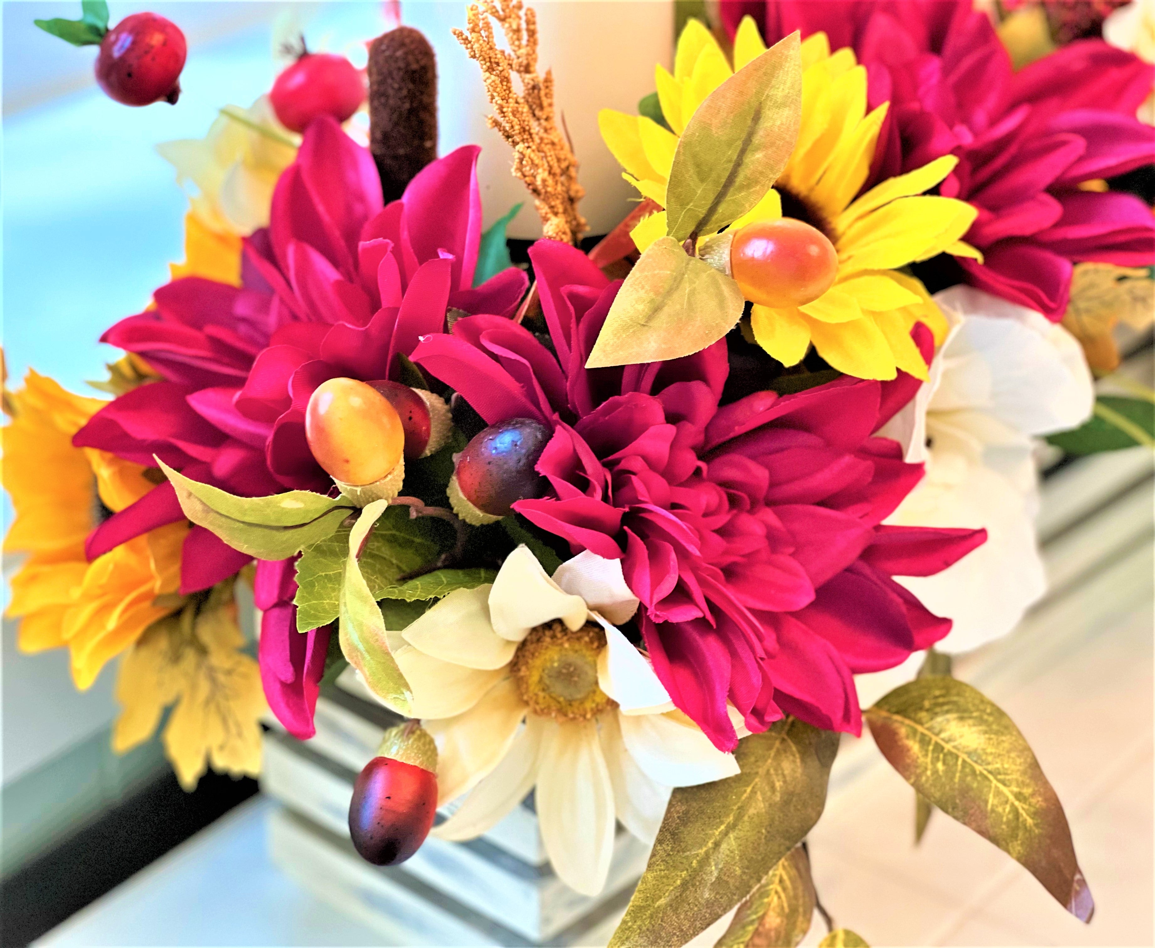 Rustic Fall Centerpiece, Candle Centerpiece  19" L X 15W X 12"