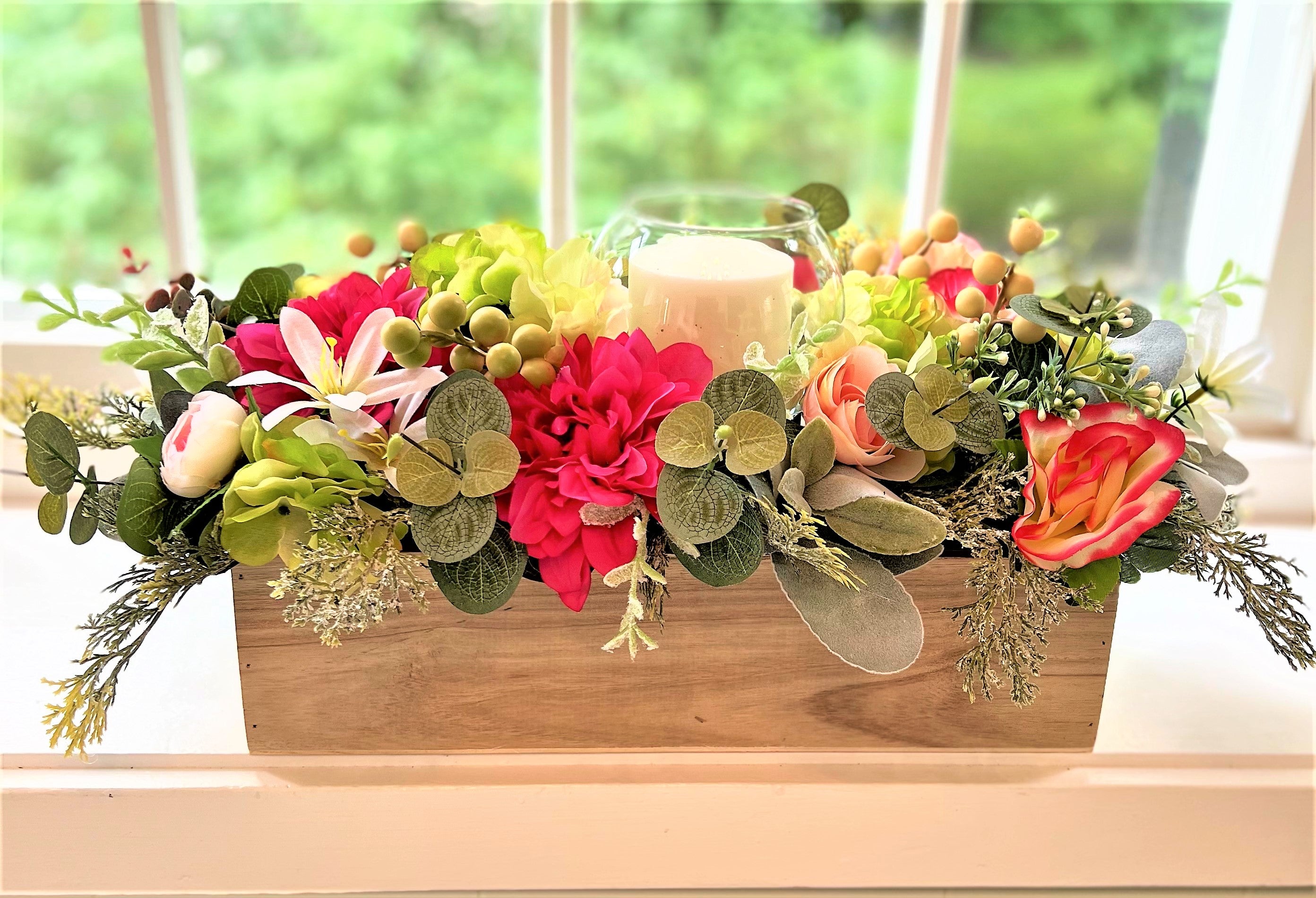 Candle Centerpiece Spring Summer-Arrangement- Approx. 24"
