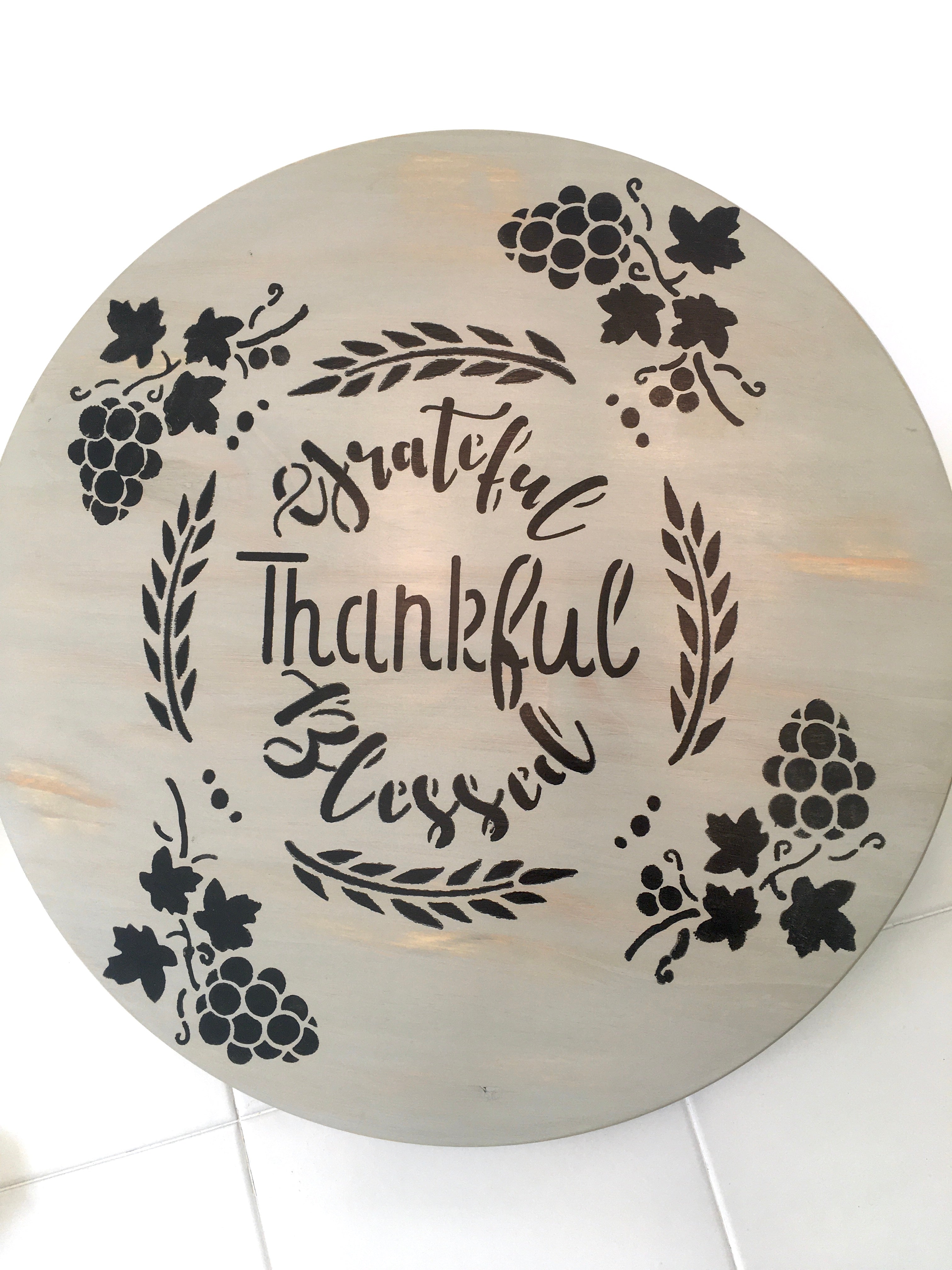 Grateful, Thankful and Blessed Lazy Susan 18"