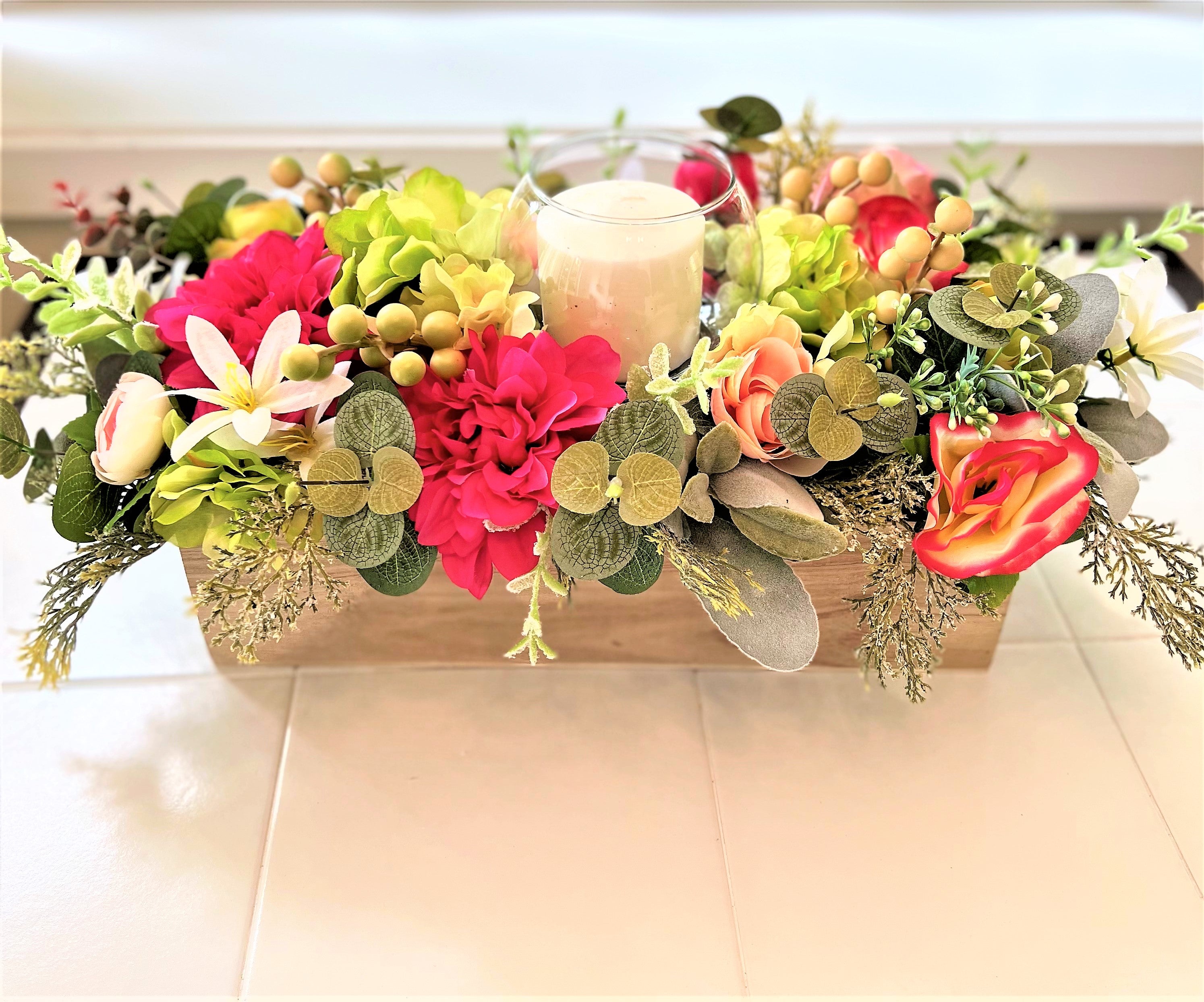 Candle Centerpiece Spring Summer-Arrangement- Approx. 24"
