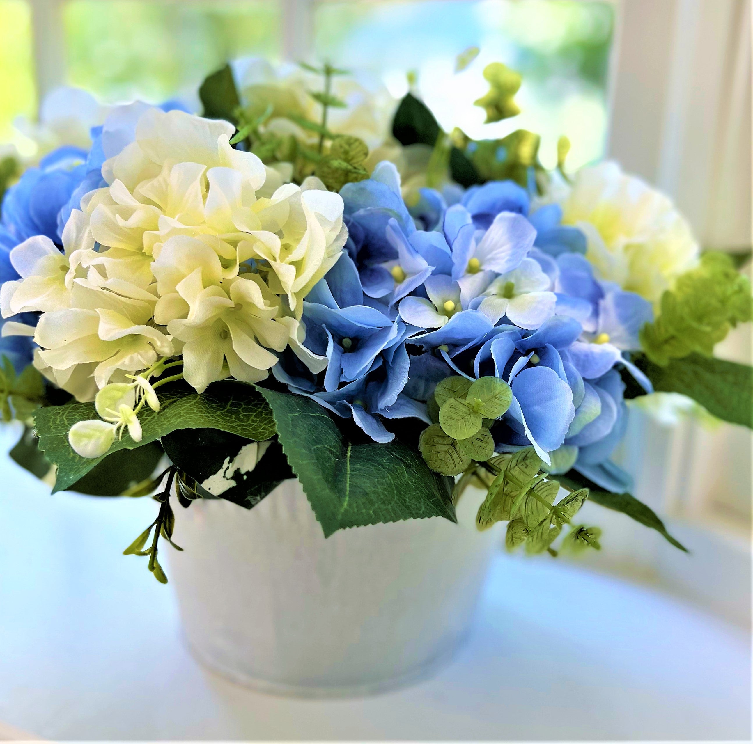 Garden Hydrangea Flower Arrangement 16" diameter