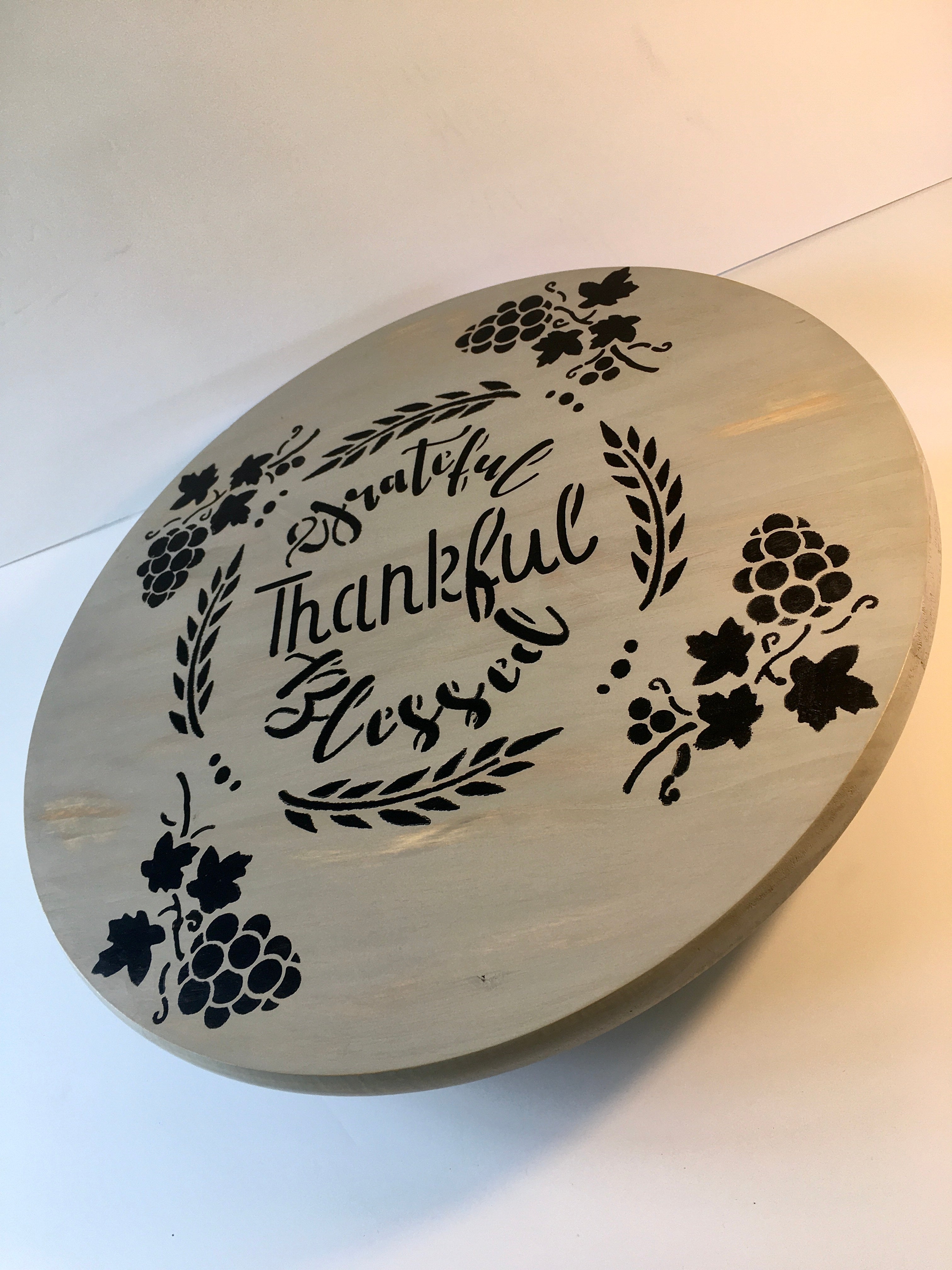 Grateful, Thankful and Blessed Lazy Susan 18"