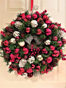 Traditional Holiday Wreath 25" Diameter X 8" depth