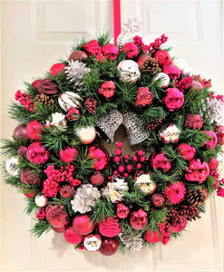 Traditional Holiday Wreath 25" Diameter X 8" depth