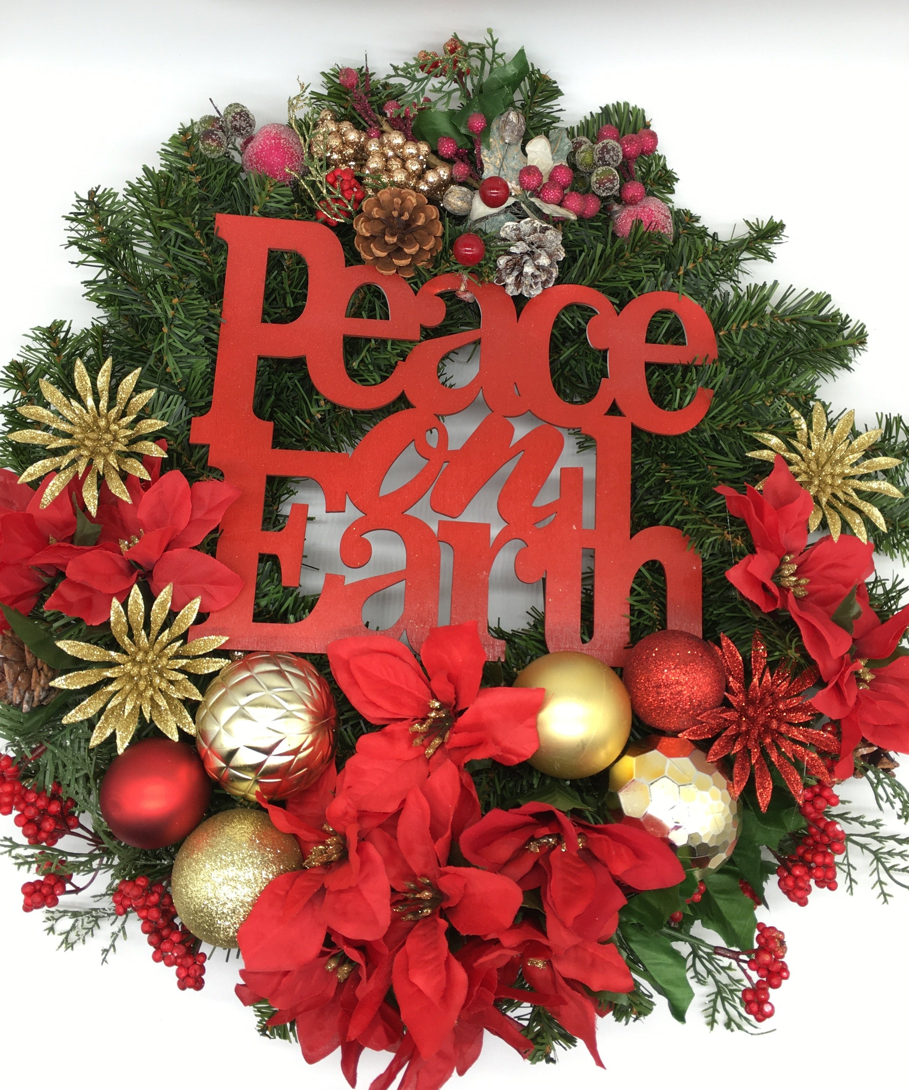 Xmas Wreath Peace On Earth Wreath 20"