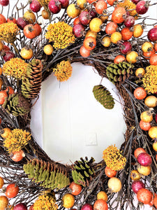 Fall Wreath-Pomegranate/Pumpkin Wreath- 22" diameter