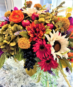 Fall-Elegant Faux Fall Floral Arrangement 25" High X 18" Wide X 18" deep